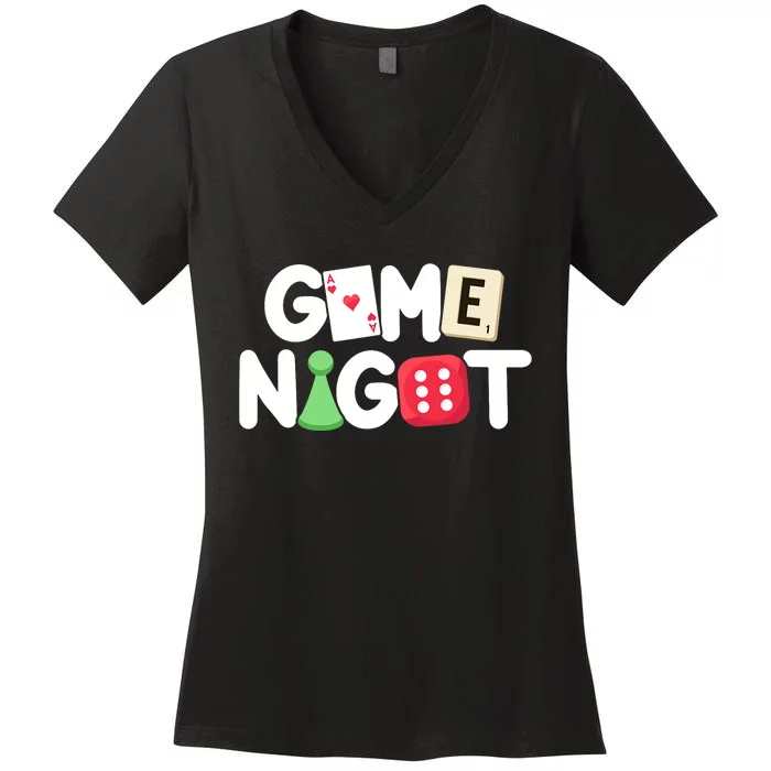 Game Night Host Board Games Trivia Night Team Women Men Women's V-Neck T-Shirt