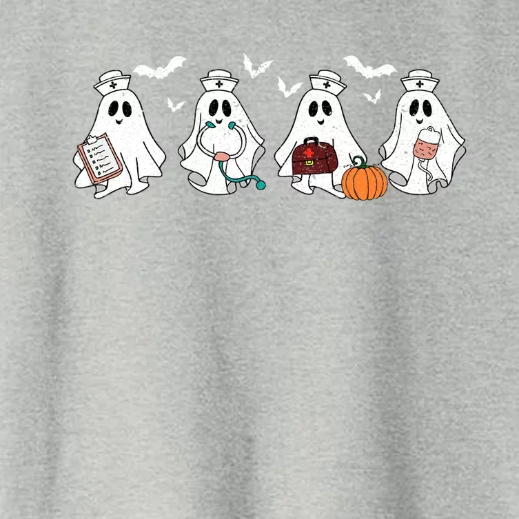 Ghost Nurses Halloween Crew Funny Costume Scrub Top Cool Gift Women's Crop Top Tee