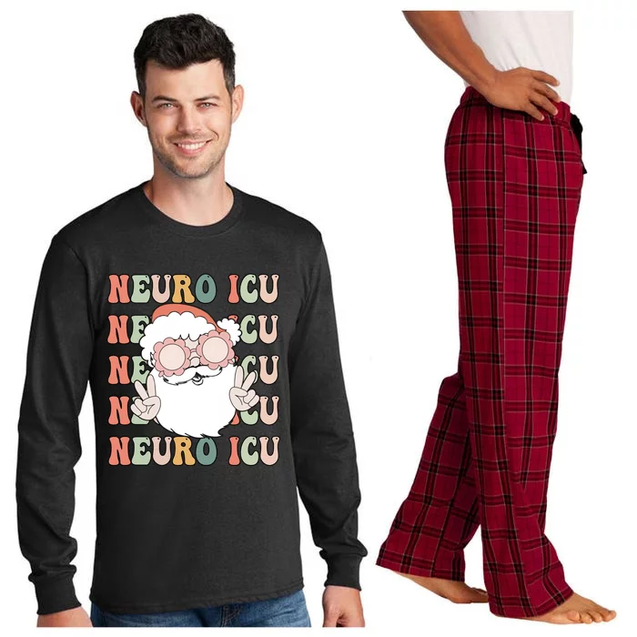 Groovy Neuro Icu Christmas Neurology Squad Secret Santa Gift Long Sleeve Pajama Set