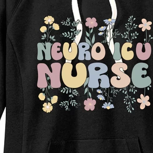 Groovy Neuro Icu Nurse Flowers Neuro Icu Nursing Great Gift Women's Fleece Hoodie