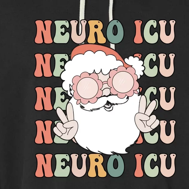 Groovy Neuro Icu Christmas Neurology Squad Secret Santa Gift Garment-Dyed Fleece Hoodie