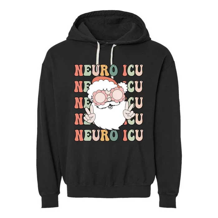 Groovy Neuro Icu Christmas Neurology Squad Secret Santa Gift Garment-Dyed Fleece Hoodie