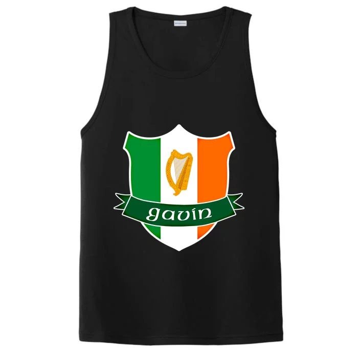 Gavin Name Irish Gift Irish Flag Harp Crest Performance Tank