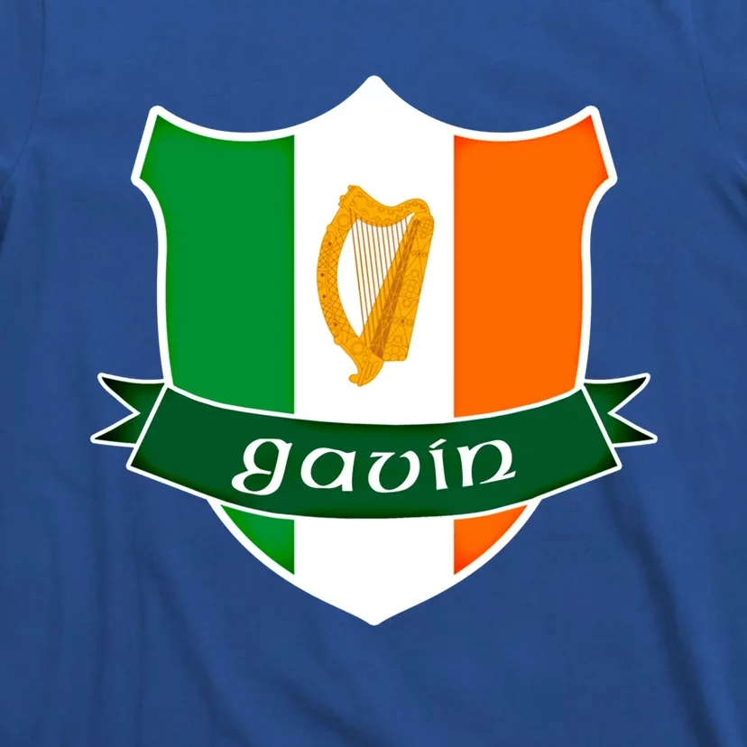 Gavin Name Irish Gift Irish Flag Harp Crest T-Shirt