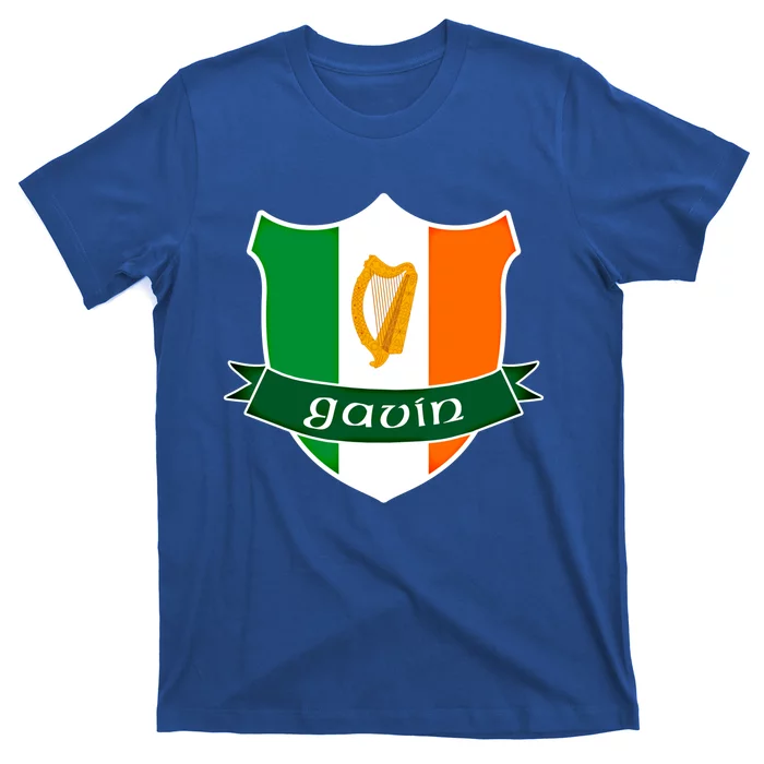 Gavin Name Irish Gift Irish Flag Harp Crest T-Shirt