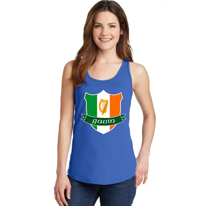 Gavin Name Irish Gift Irish Flag Harp Crest Ladies Essential Tank