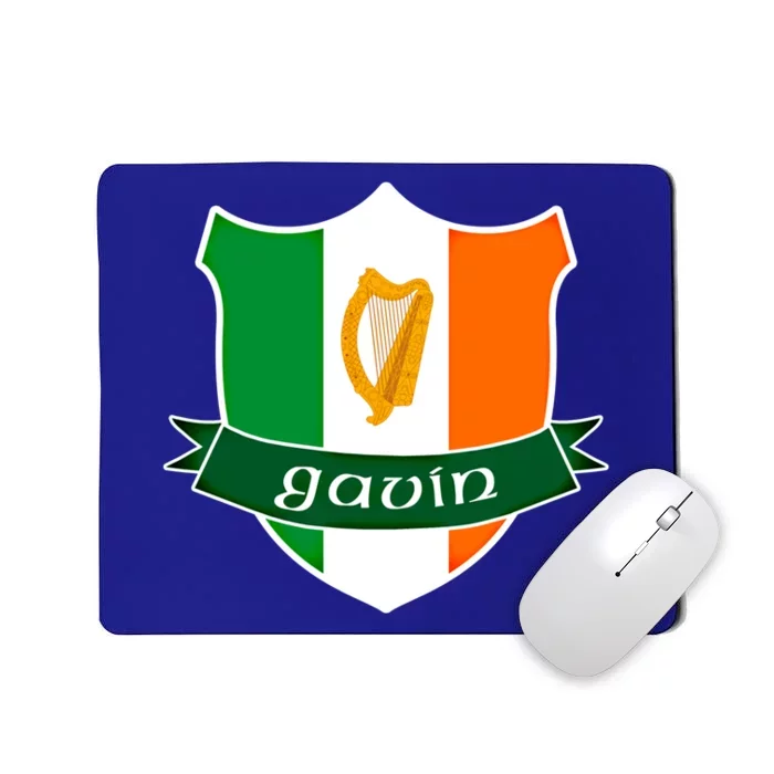 Gavin Name Irish Gift Irish Flag Harp Crest Mousepad