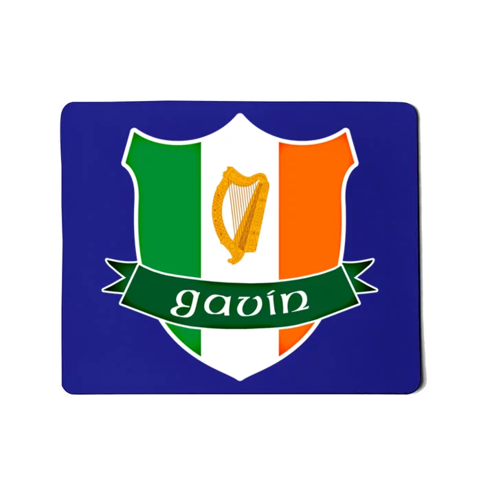 Gavin Name Irish Gift Irish Flag Harp Crest Mousepad