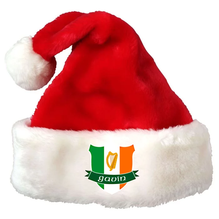 Gavin Name Irish Gift Irish Flag Harp Crest Premium Christmas Santa Hat