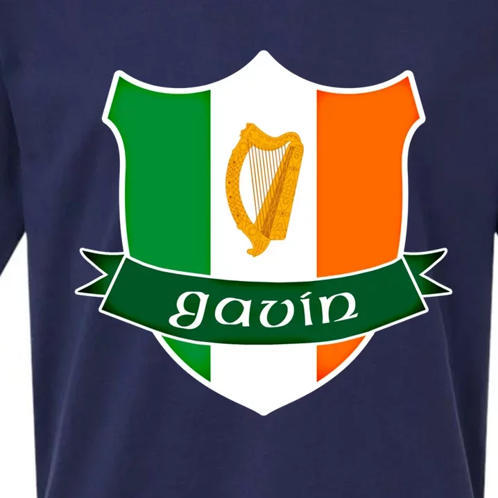 Gavin Name Irish Gift Irish Flag Harp Crest Sueded Cloud Jersey T-Shirt