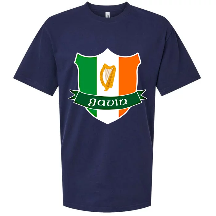 Gavin Name Irish Gift Irish Flag Harp Crest Sueded Cloud Jersey T-Shirt