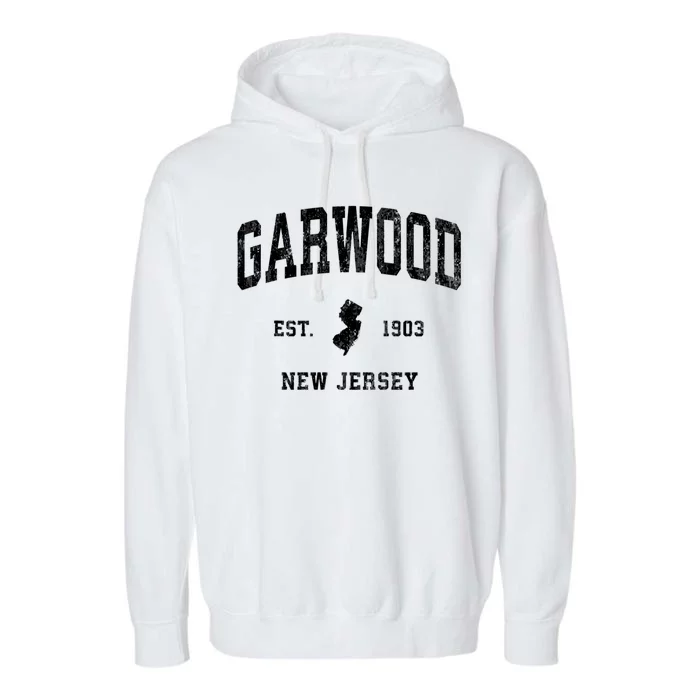 Garwood New Jersey Nj Vintage Athletic Sports Garment-Dyed Fleece Hoodie