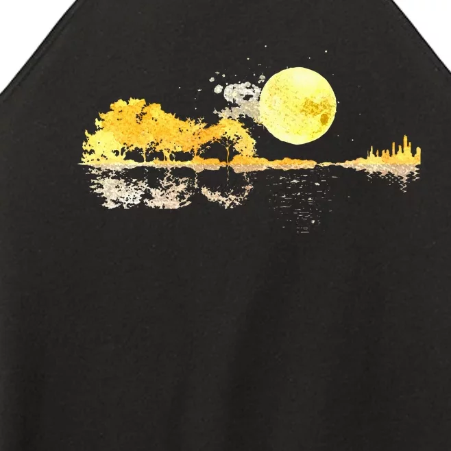 Guitar Nature Moon Retro Style Guitarist Acoustic Guitar Women’s Perfect Tri Rocker Tank