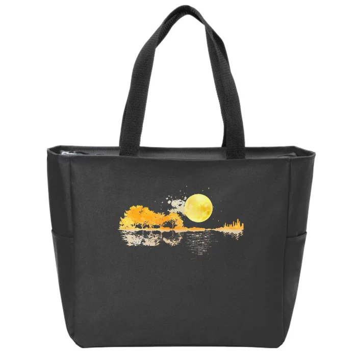 Guitar Nature Moon Retro Style Guitarist Acoustic Guitar Zip Tote Bag