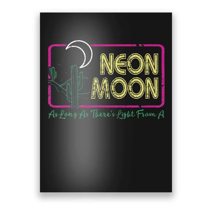 Groovy Neon Moon Lyrics Music 70s Retro Cactus Poster