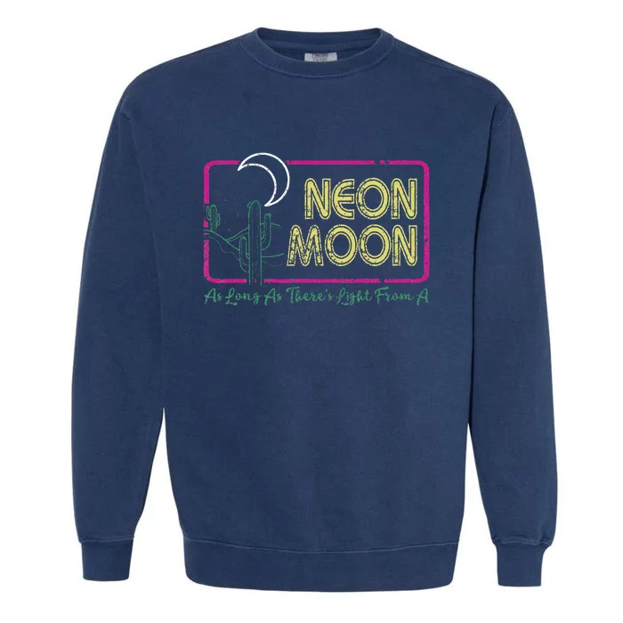 Groovy Neon Moon Lyrics Music 70s Retro Cactus Garment-Dyed Sweatshirt