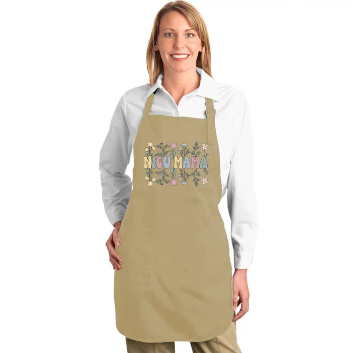 Groovy NICU Mama Flowers Mother Of A NICU Warrior Full-Length Apron With Pocket