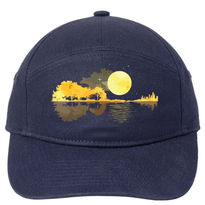 Guitar Nature Moon Retro Style Guitarist Acoustic Guitar 7-Panel Snapback Hat