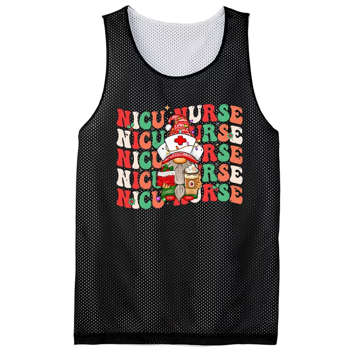 Groovy NICU Nurse Christmas Gnome Costume Neonatal Nurse Mesh Reversible Basketball Jersey Tank