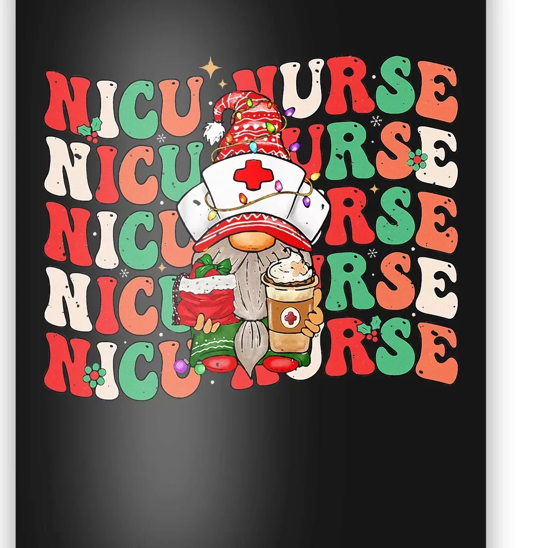 Groovy NICU Nurse Christmas Gnome Costume Neonatal Nurse Poster