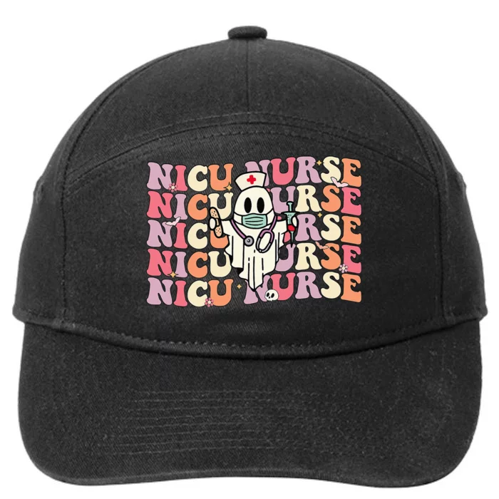 Groovy NICU Nurse Halloween Ghost Costume Neonatal Nurse 7-Panel Snapback Hat