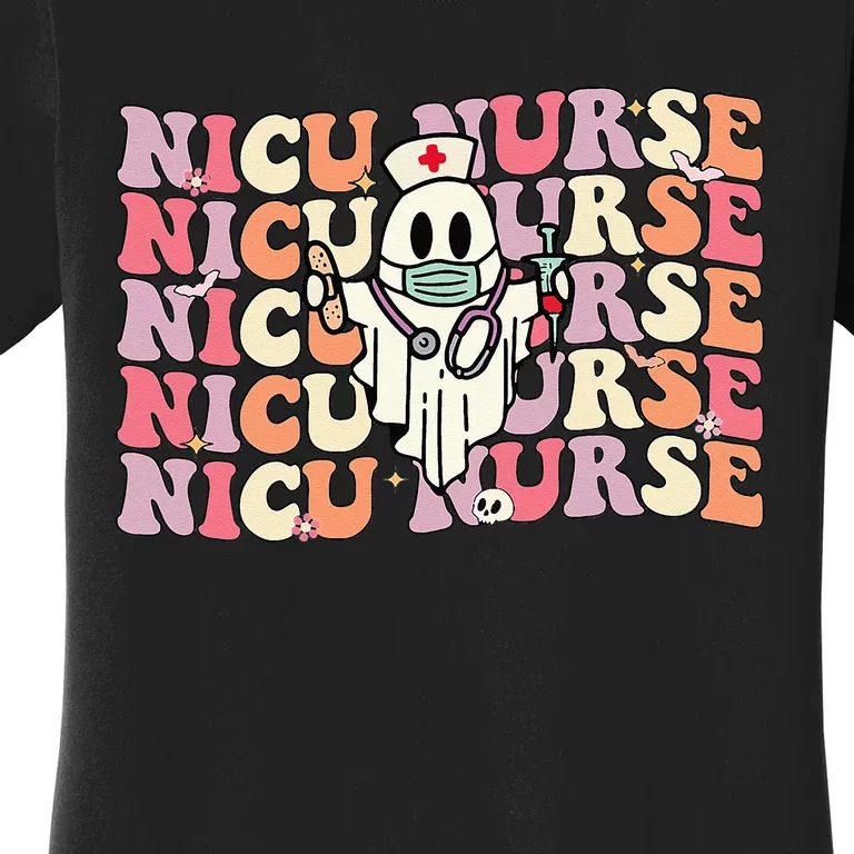 Groovy NICU Nurse Halloween Ghost Costume Neonatal Nurse Women's T-Shirt