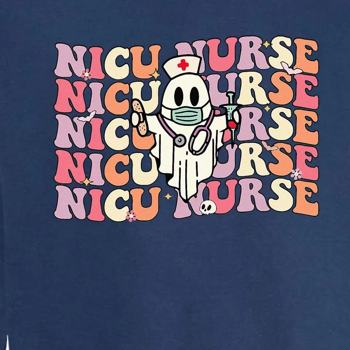 Groovy NICU Nurse Halloween Ghost Costume Neonatal Nurse Garment-Dyed Sweatshirt