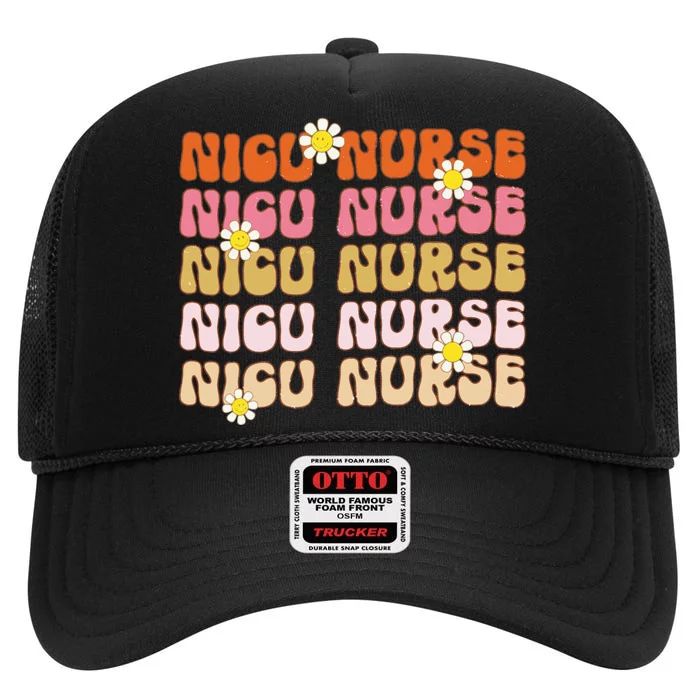 Groovy NICU Nurse Neonatal Intensive Care Unit Cute High Crown Mesh Trucker Hat