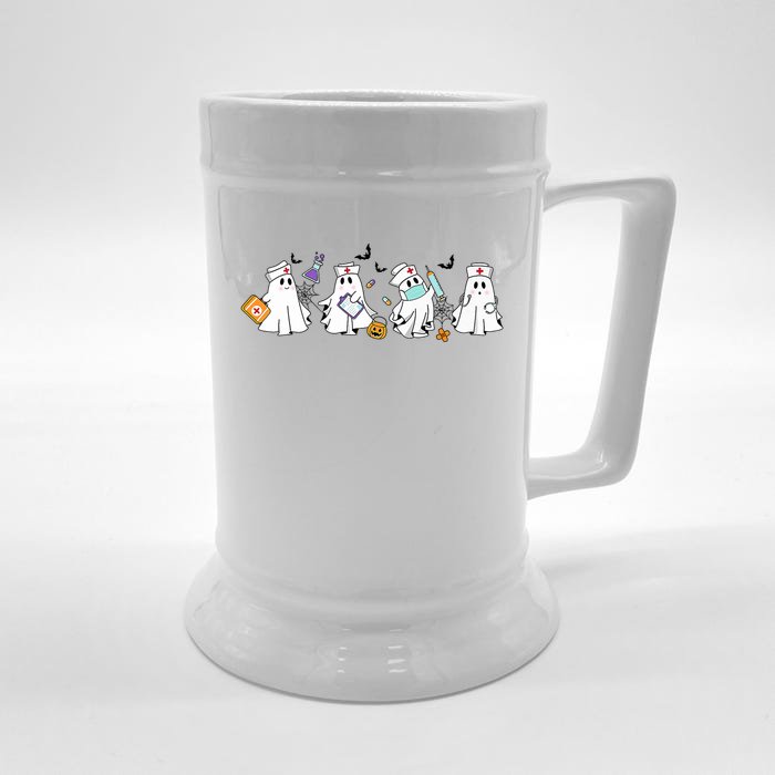 Ghost Nurses Nurse Halloween For Nurse Spooky Season Trick Gift Front & Back Beer Stein