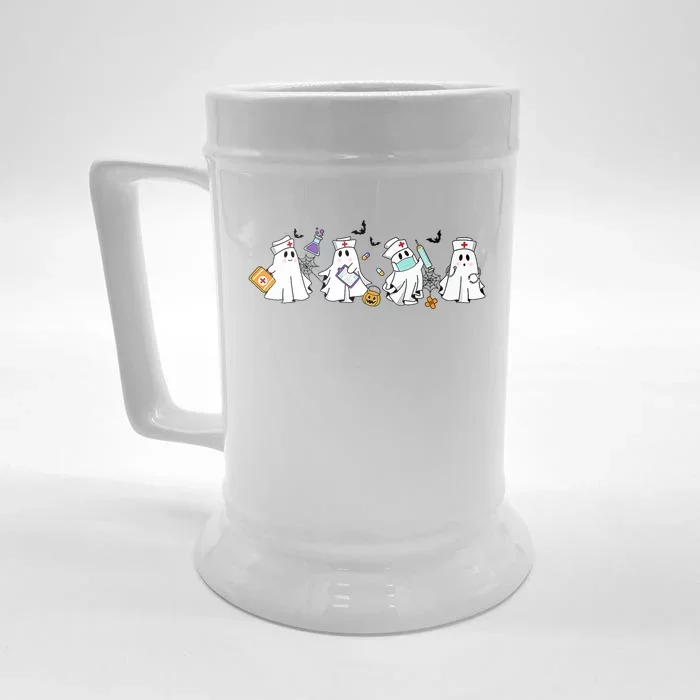 Ghost Nurses Nurse Halloween For Nurse Spooky Season Trick Gift Front & Back Beer Stein