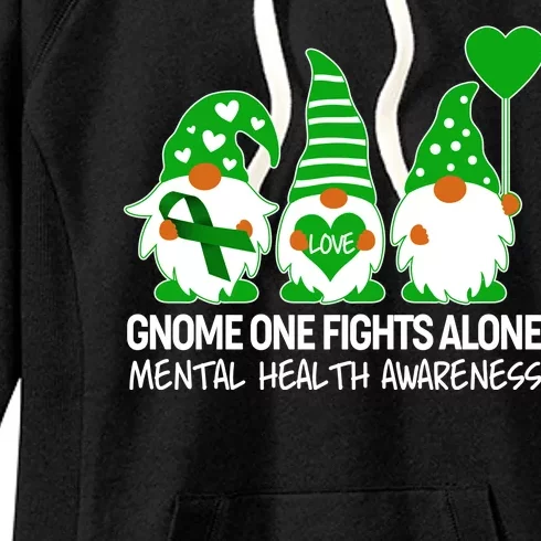 Gnome One Fights Alone Mental Health Awareness Women's Fleece Hoodie