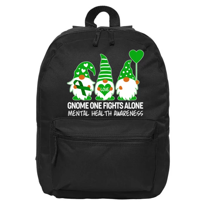 Gnome One Fights Alone Mental Health Awareness 16 in Basic Backpack