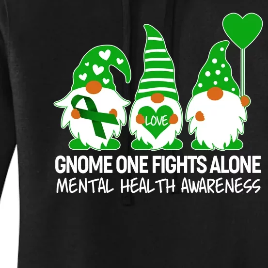 Gnome One Fights Alone Mental Health Awareness Women's Pullover Hoodie