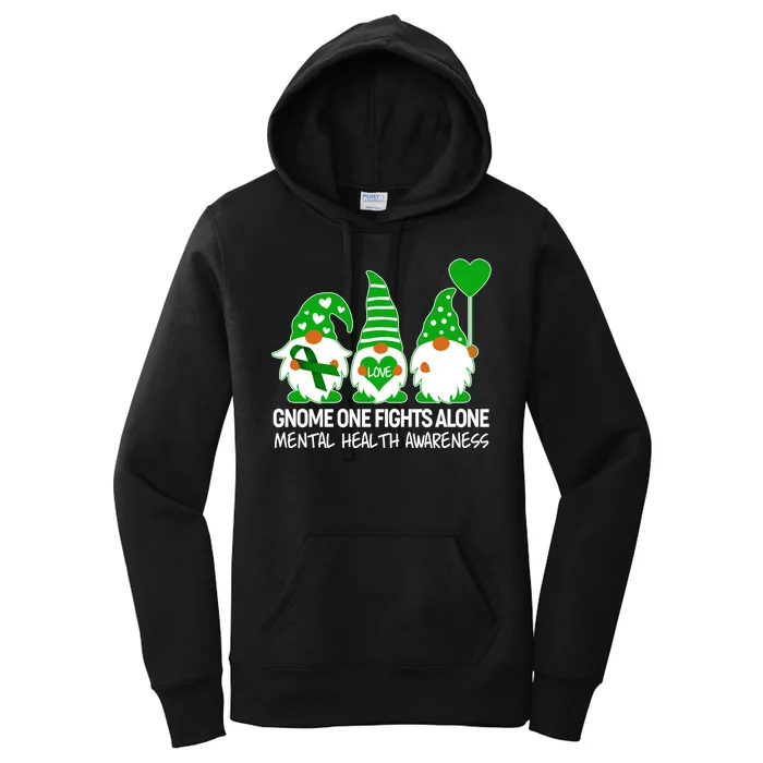 Gnome One Fights Alone Mental Health Awareness Women's Pullover Hoodie