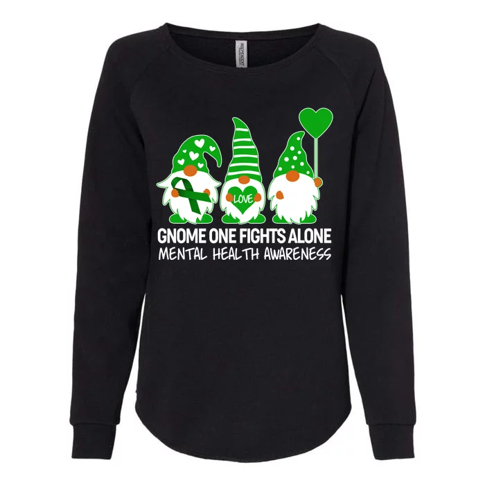 Gnome One Fights Alone Mental Health Awareness Womens California Wash Sweatshirt