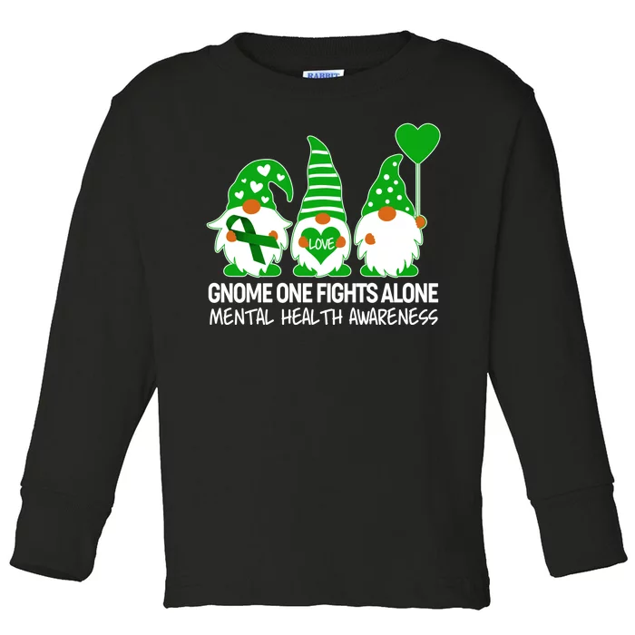 Gnome One Fights Alone Mental Health Awareness Toddler Long Sleeve Shirt