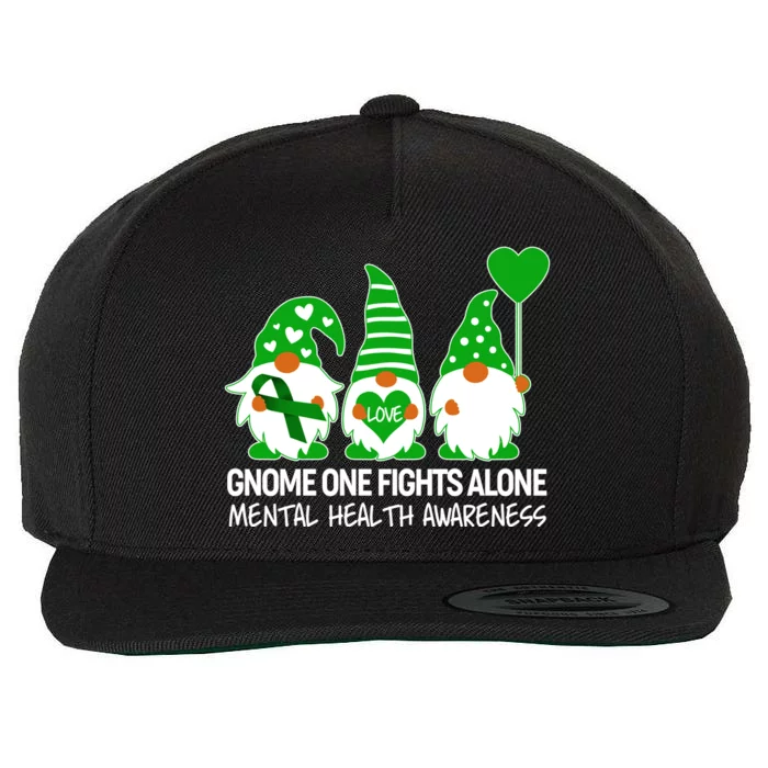 Gnome One Fights Alone Mental Health Awareness Wool Snapback Cap