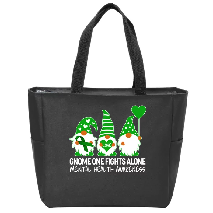 Gnome One Fights Alone Mental Health Awareness Zip Tote Bag