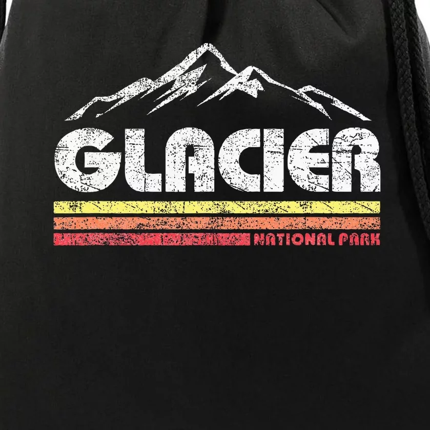 Glacier National Park Retro Mountain Souvenir Drawstring Bag