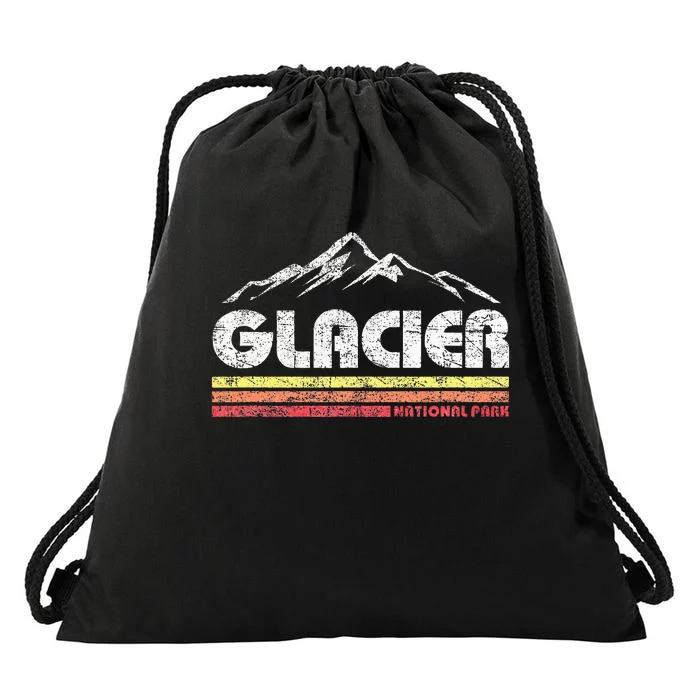 Glacier National Park Retro Mountain Souvenir Drawstring Bag