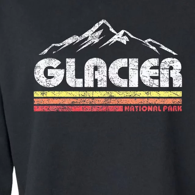 Glacier National Park Retro Mountain Souvenir Cropped Pullover Crew