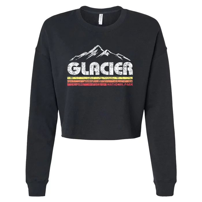 Glacier National Park Retro Mountain Souvenir Cropped Pullover Crew