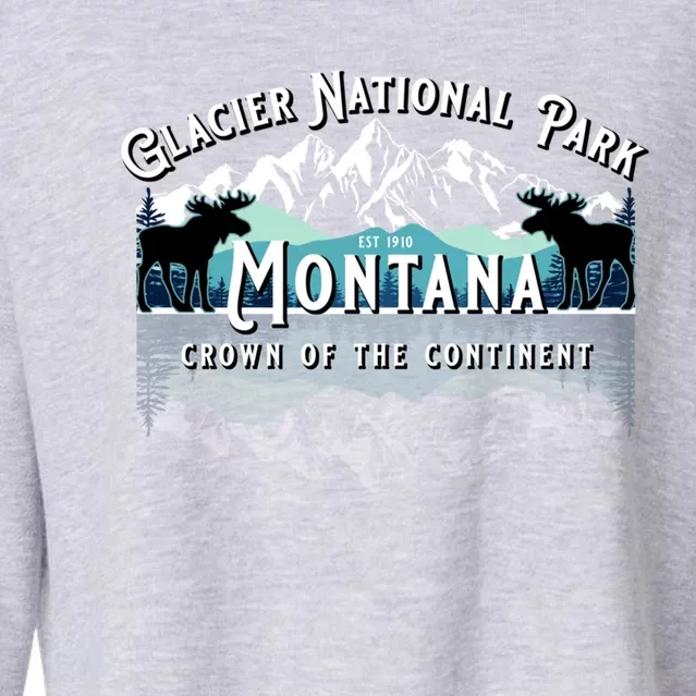 Glacier National Park Montana Hiking Camping Moose Souveni Cropped Pullover Crew