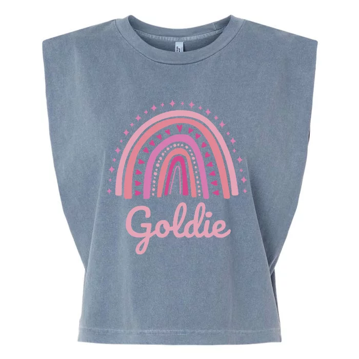 Goldie Name Personalized Funny Pink Rainbow Goldie Garment-Dyed Women's Muscle Tee