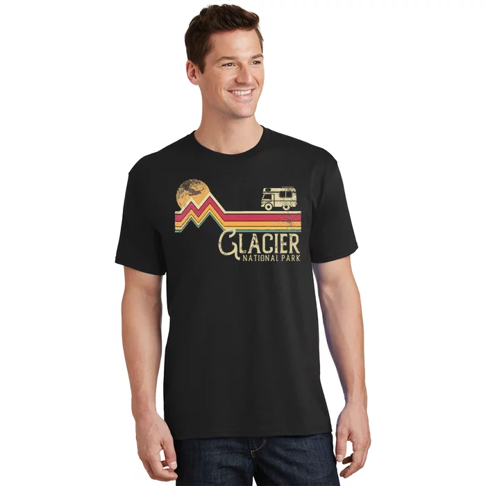 Glacier National Park Retro Style Mountain Vintage Montana T-Shirt