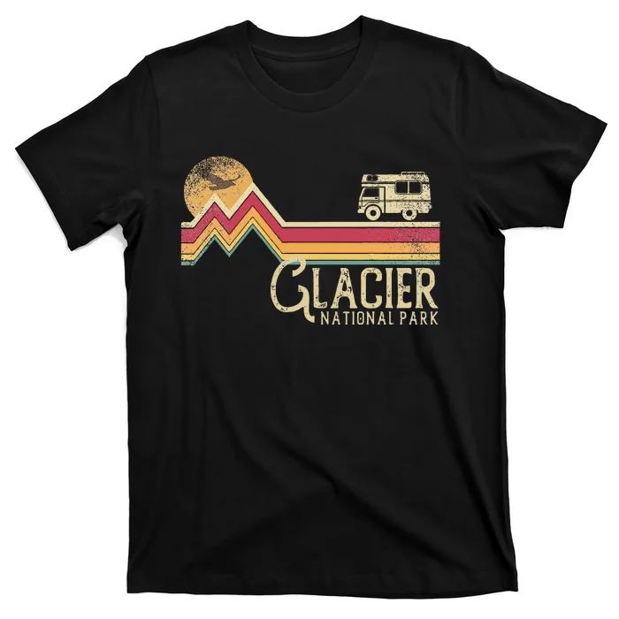 Glacier National Park Retro Style Mountain Vintage Montana T-Shirt