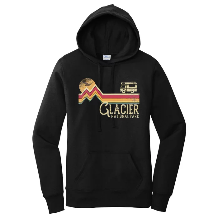 Glacier National Park Retro Style Mountain Vintage Montana Women's Pullover Hoodie