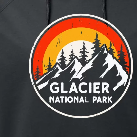 Glacier National Park Mountain Trees & Sun Camping Hiking Performance Fleece Hoodie