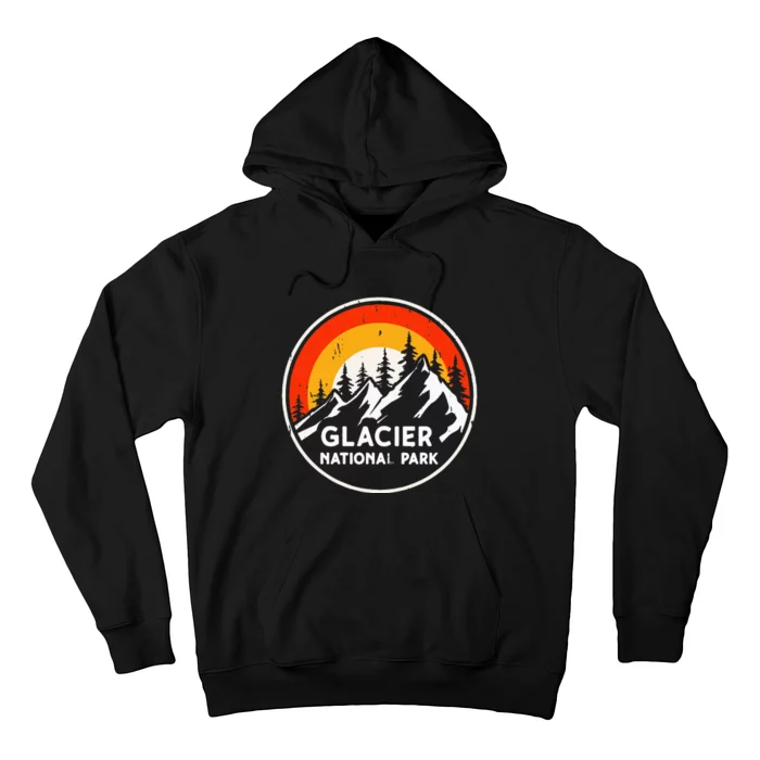 Glacier National Park Mountain Trees & Sun Camping Hiking Hoodie