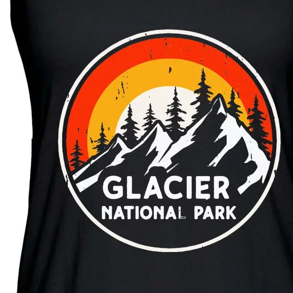 Glacier National Park Mountain Trees & Sun Camping Hiking Ladies Essential Flowy Tank